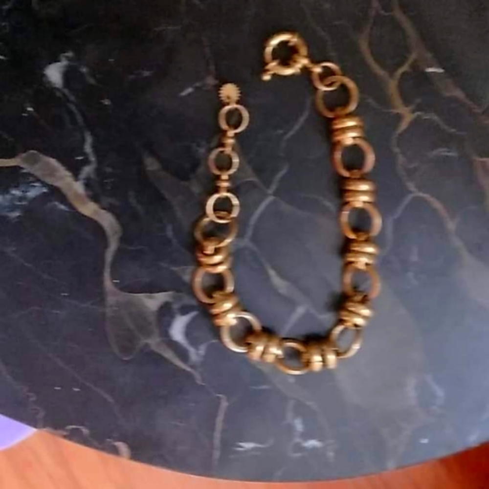 - >India Hicks rare aged bronze look charm bracelet